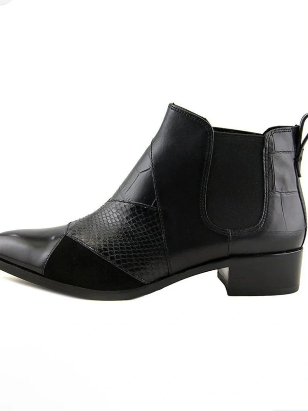 Coach Black Suffolk patchwork Leather Women's Ankle Boot with Textured Panel